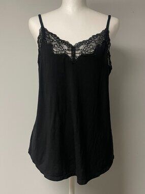 Soma Black Womens Medium Lace Cami Whimsigoth Romantic Adjustable Straps